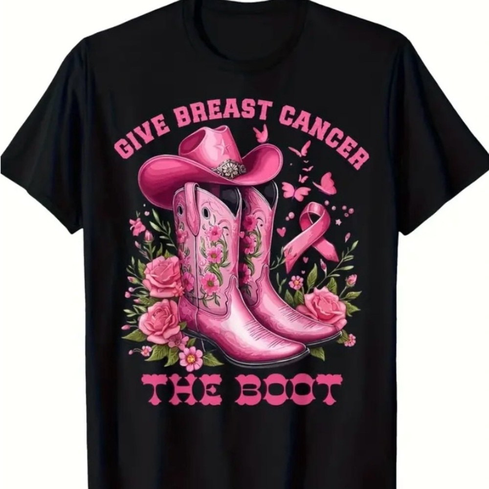 Breast Cancer Awareness T-Shirt - Show Your Inner Cowgirl - ‘GIVE THE BOOT’